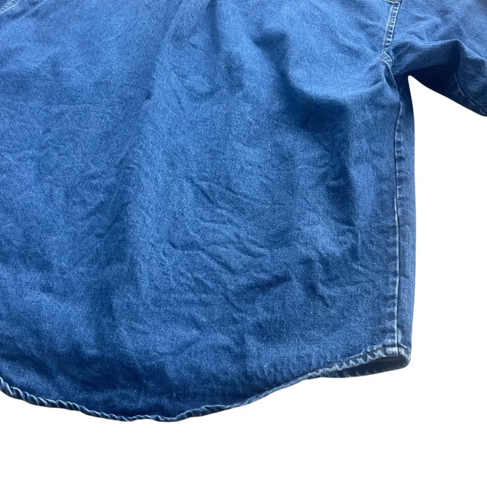 Lock Up Denim Mens XXL Med Wash Denim Button Front Long Sleeve Jean Shirt Jacket